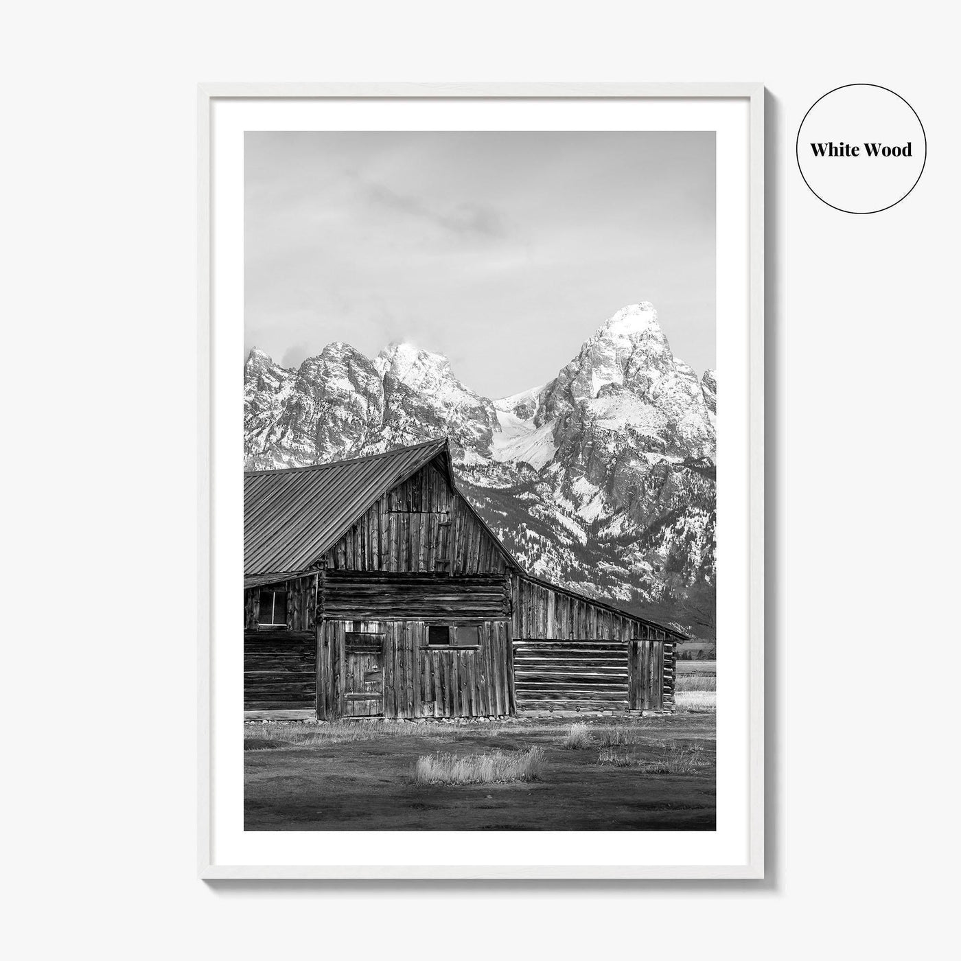 Jackson Hole Wyoming Black and White Fine Art Photo Print, Mormon Row, Moulton Barn