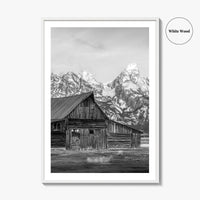 Jackson Hole Wyoming Black and White Fine Art Photo Print, Mormon Row, Moulton Barn