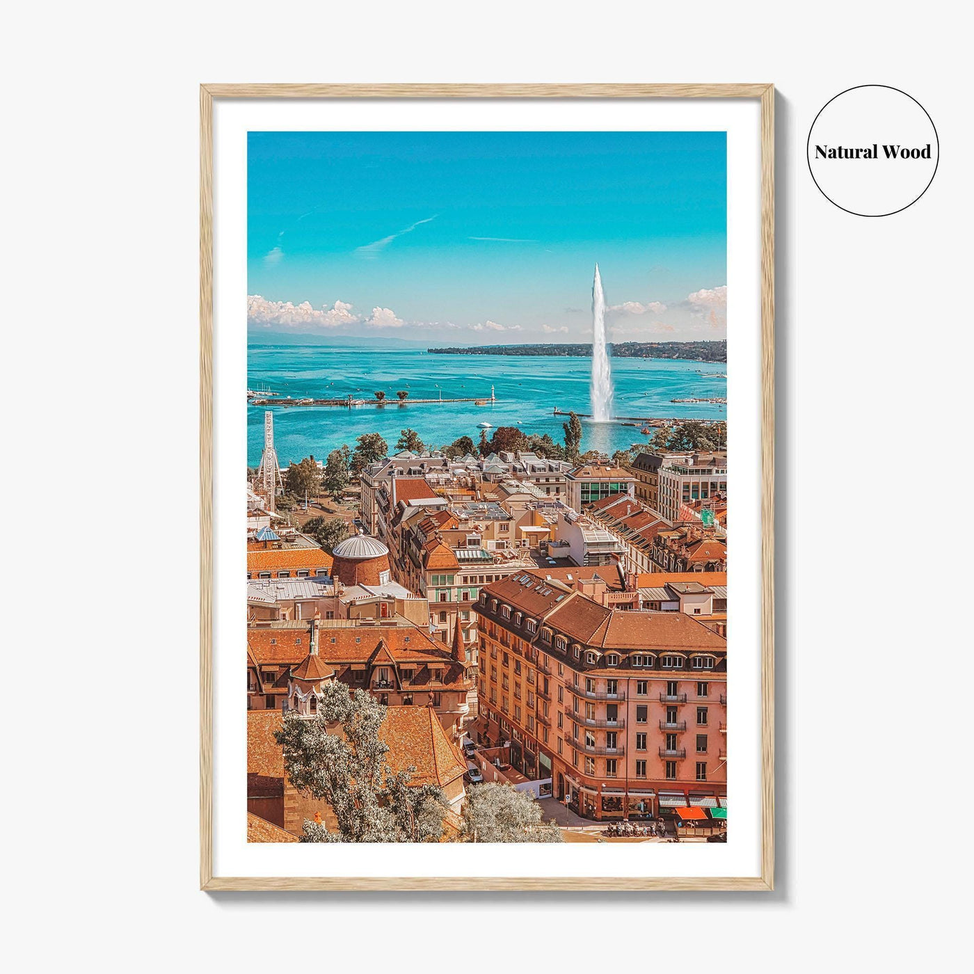 Geneva Skyline Fine Art Photo Print, Wall Decor Poster, Switzerland, Jet d'Eau, Lake Leman