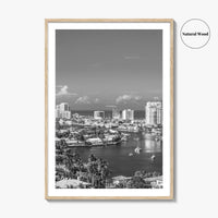 Fort Lauderdale Skyline Black and White Fine Art Photo Print, Florida USA, Wall Poster