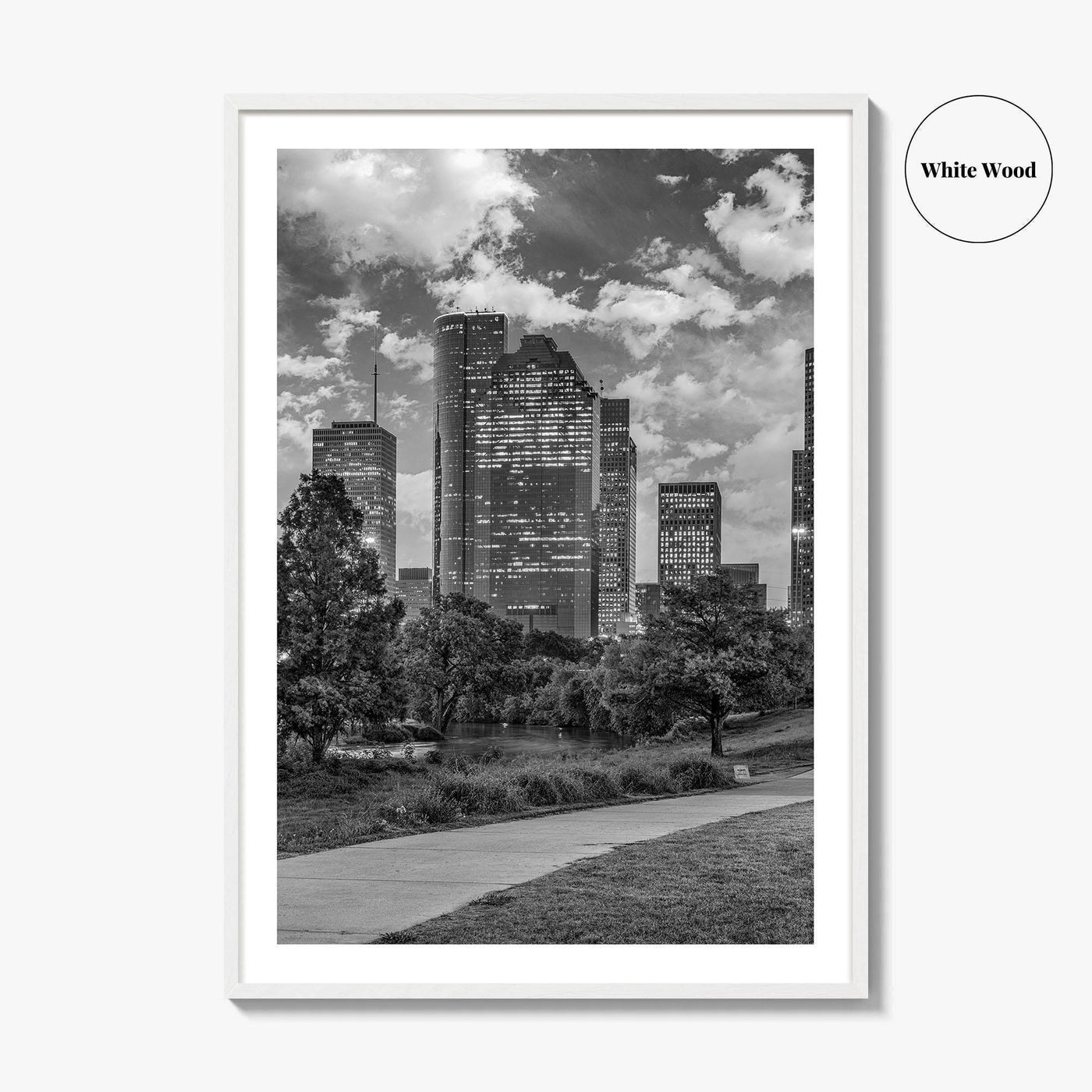 Houston Skyline Black and White Fine Art Photo Print, Downtown Wall Decor, Texas USA