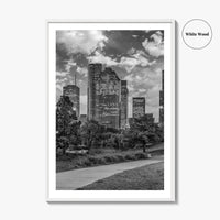 Houston Skyline Black and White Fine Art Photo Print, Downtown Wall Decor, Texas USA