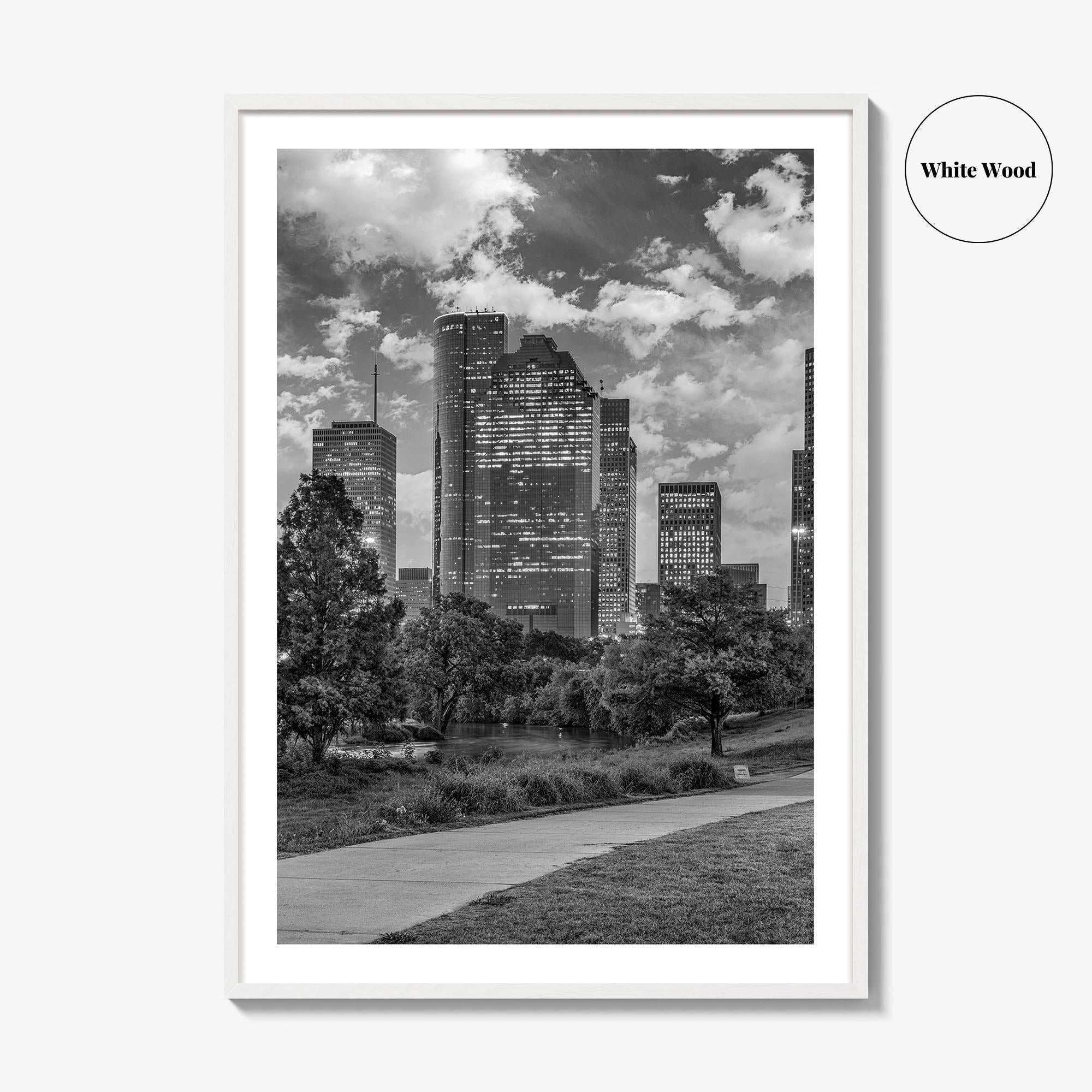 Houston Skyline Black and White Fine Art Photo Print, Downtown Wall Decor, Texas USA