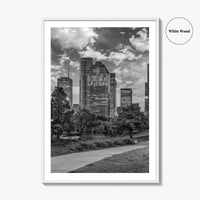Houston Skyline Black and White Fine Art Photo Print, Downtown Wall Decor, Texas USA