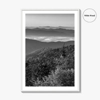Great Smoky Mountains Black and White Fine Art Photo Print, Clingmans Dome Tennessee Poster