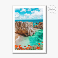 Algarve Portugal Fine Art Photo Print, Beach Cliff Coastline, Turquoise Water Wall Decor