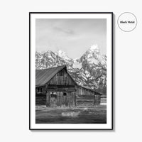 Jackson Hole Wyoming Black and White Fine Art Photo Print, Mormon Row, Moulton Barn