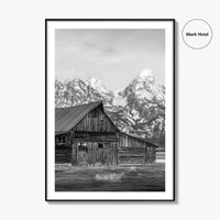 Jackson Hole Wyoming Black and White Fine Art Photo Print, Mormon Row, Moulton Barn