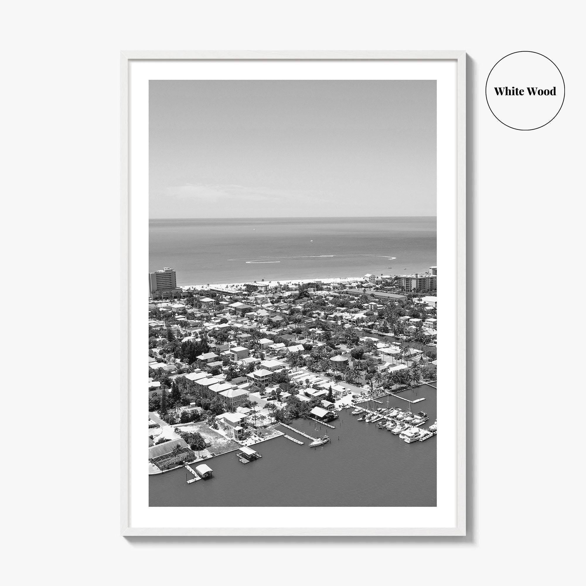 Fort Myers Beach Black and White Fine Art Photo Print, Aerial, Florida, USA, Poster