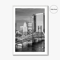 Jacksonville Skyline Black and White Fine Art Photo Print, St Johns River Poster