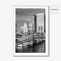 Jacksonville Skyline Black and White Fine Art Photo Print, St Johns River Poster