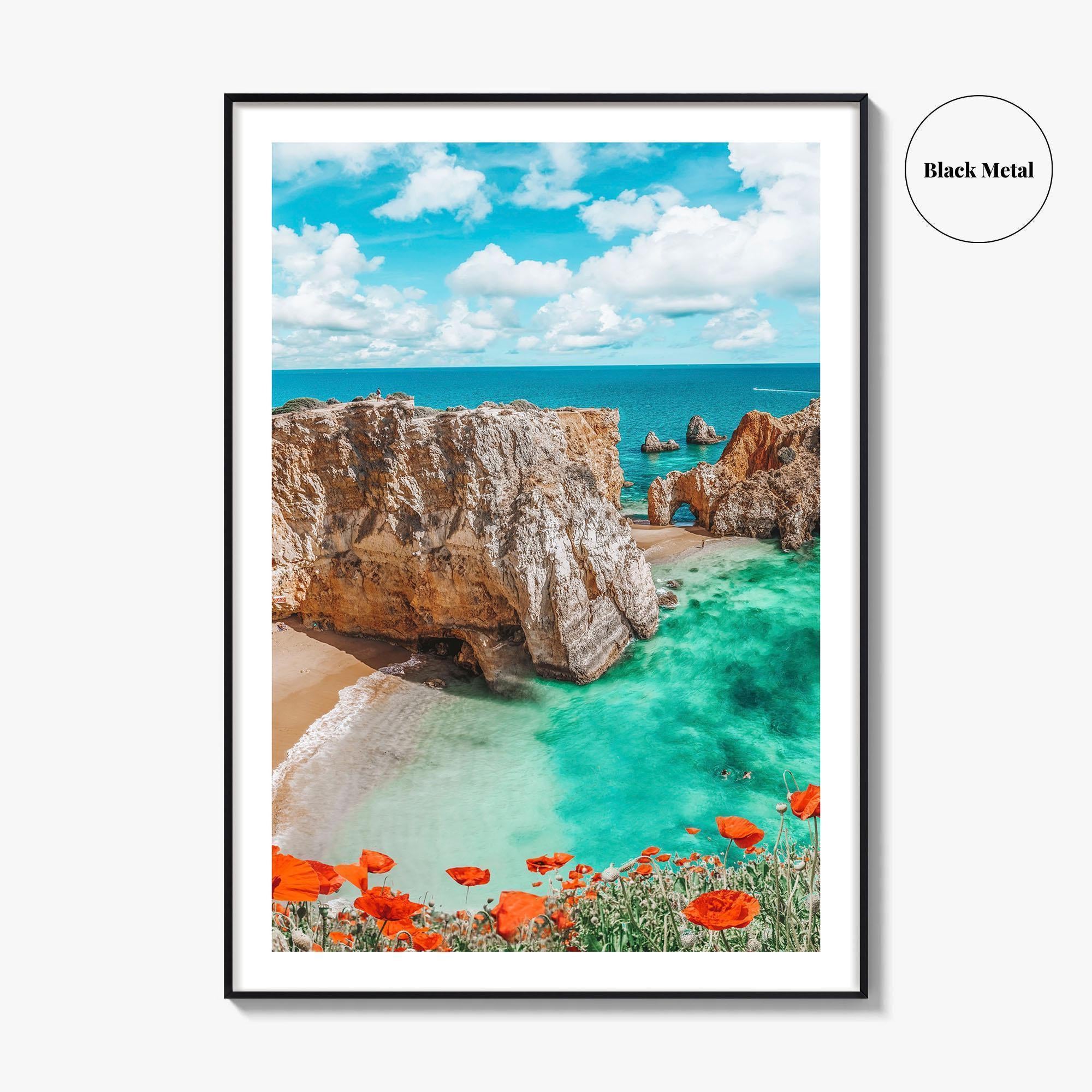 Algarve Portugal Fine Art Photo Print, Beach Cliff Coastline, Turquoise Water Wall Decor