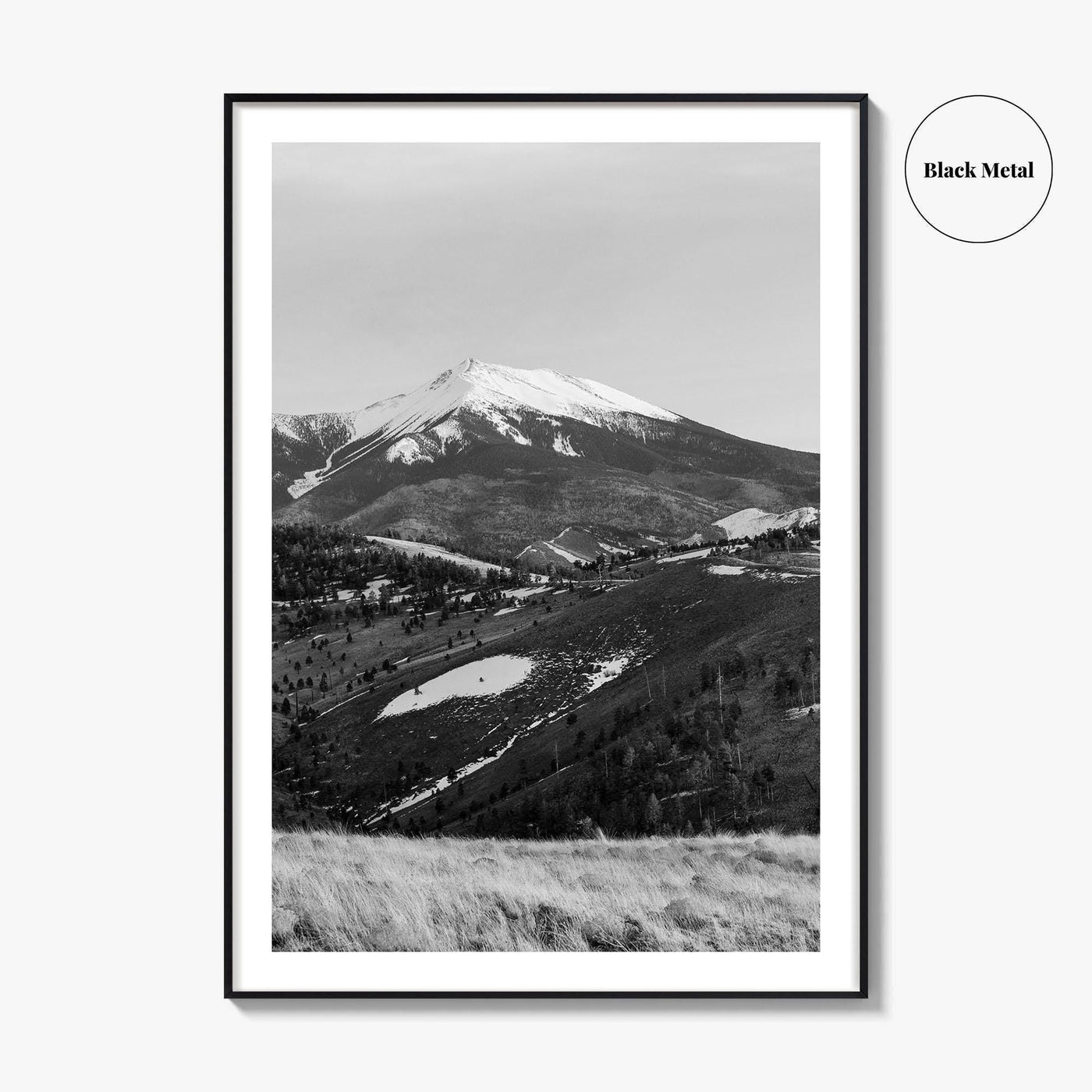Flagstaff Black and White Fine Art Photo Print, Mount Humphreys, Arizona, USA, Poster
