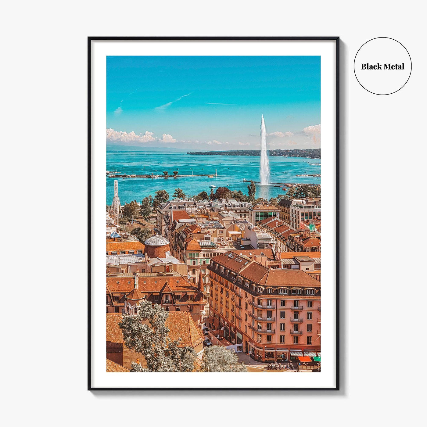 Geneva Skyline Fine Art Photo Print, Wall Decor Poster, Switzerland, Jet d'Eau, Lake Leman