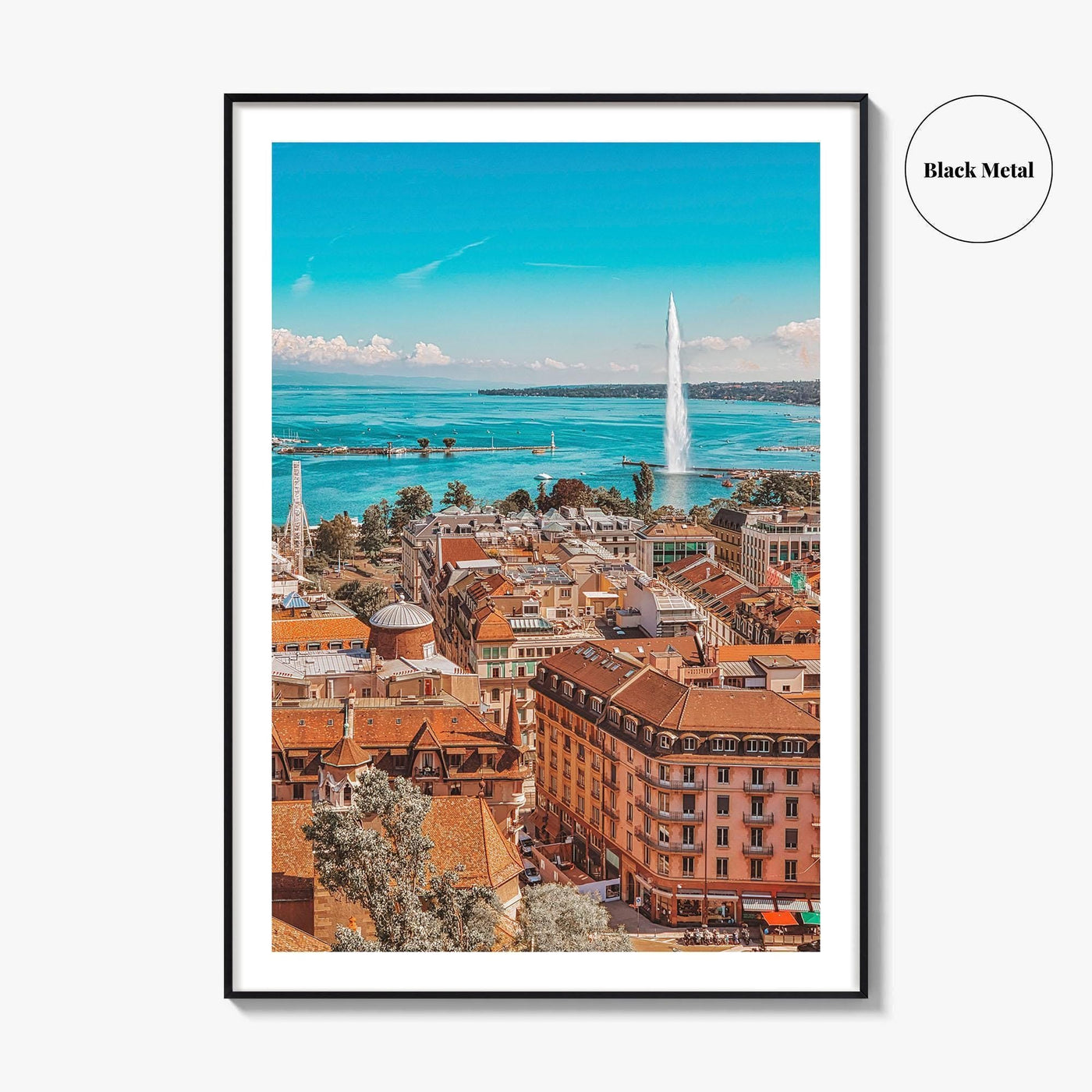 Geneva Skyline Fine Art Photo Print, Wall Decor Poster, Switzerland, Jet d'Eau, Lake Leman