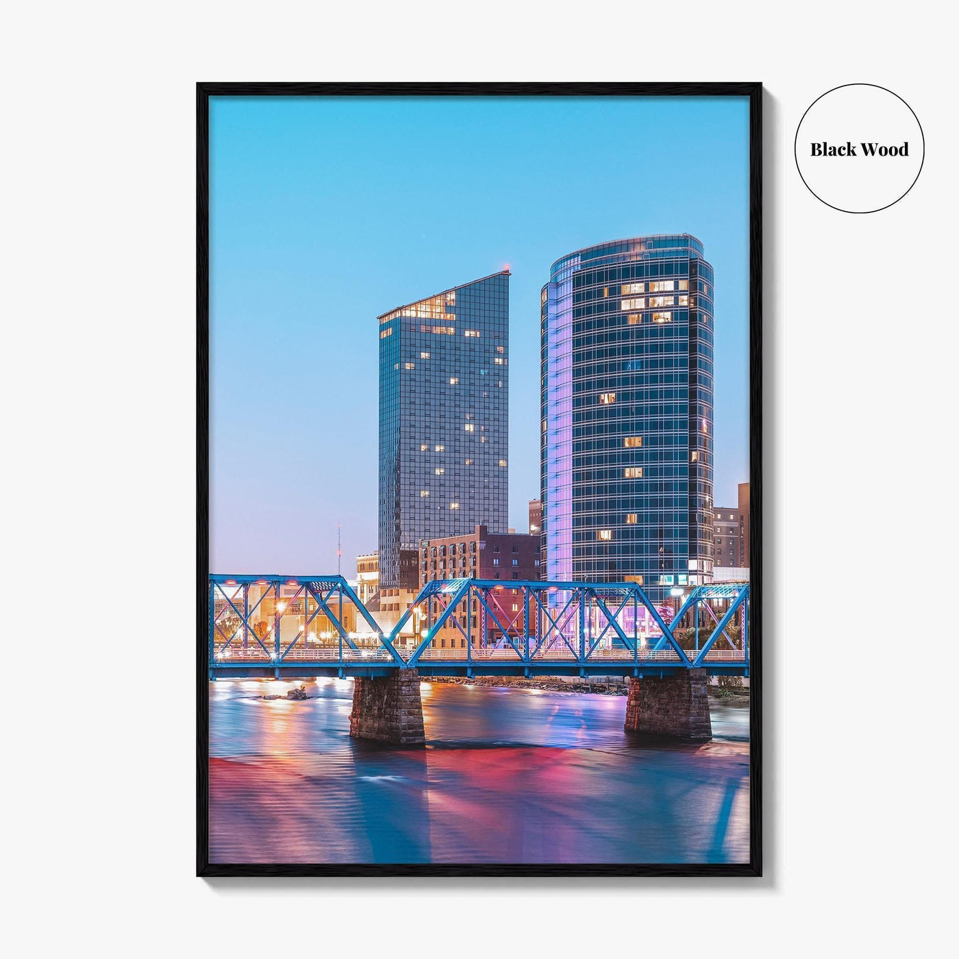 Grand Rapids Skyline Fine Art Photo Print, Michigan, USA, Grand River, Wall Poster