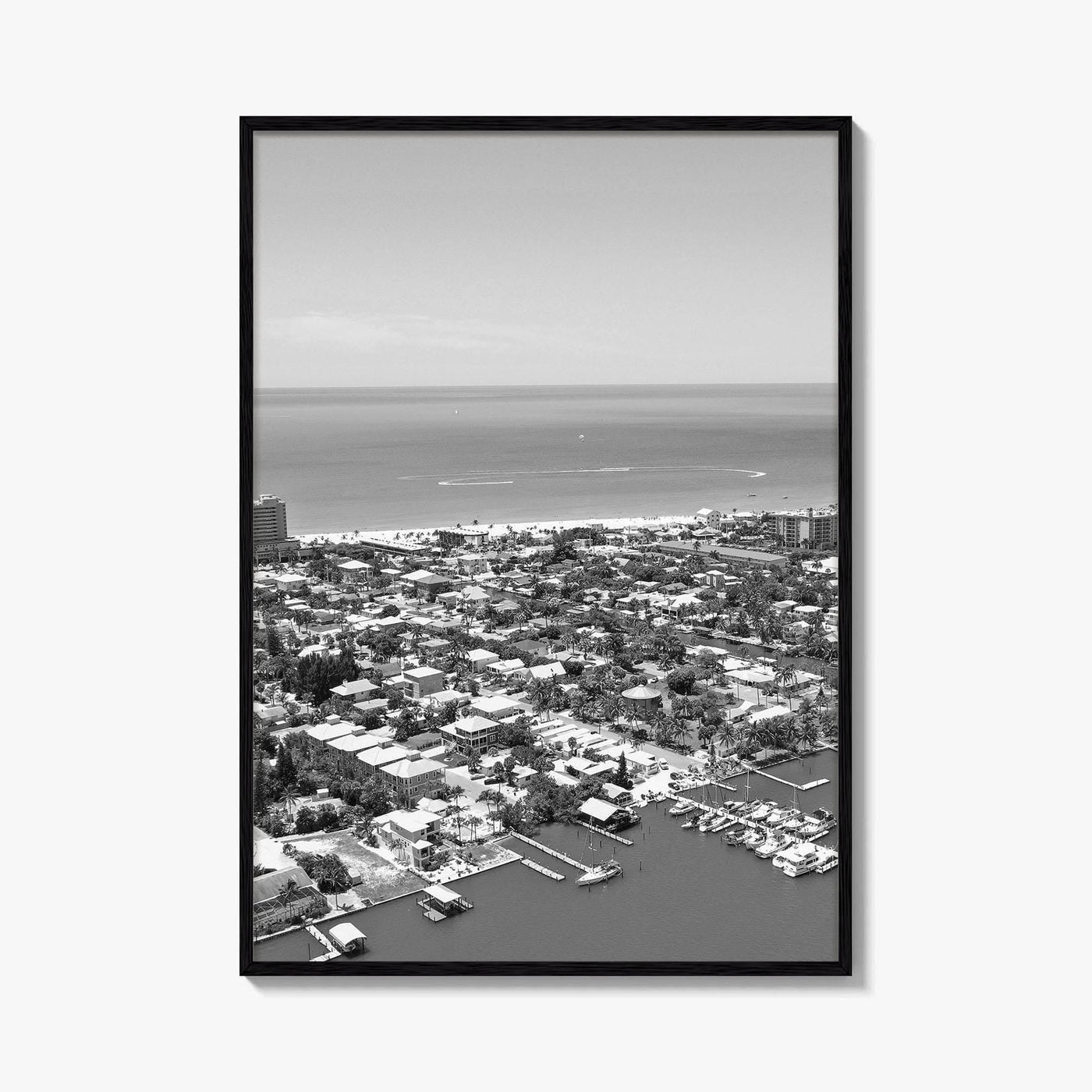 Fort Myers Beach Black and White Fine Art Photo Print, Aerial, Florida, USA, Poster