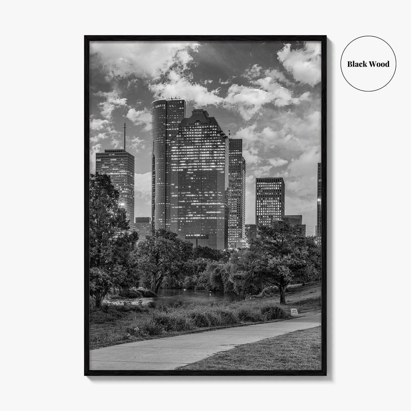 Houston Skyline Black and White Fine Art Photo Print, Downtown Wall Decor, Texas USA