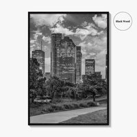 Houston Skyline Black and White Fine Art Photo Print, Downtown Wall Decor, Texas USA