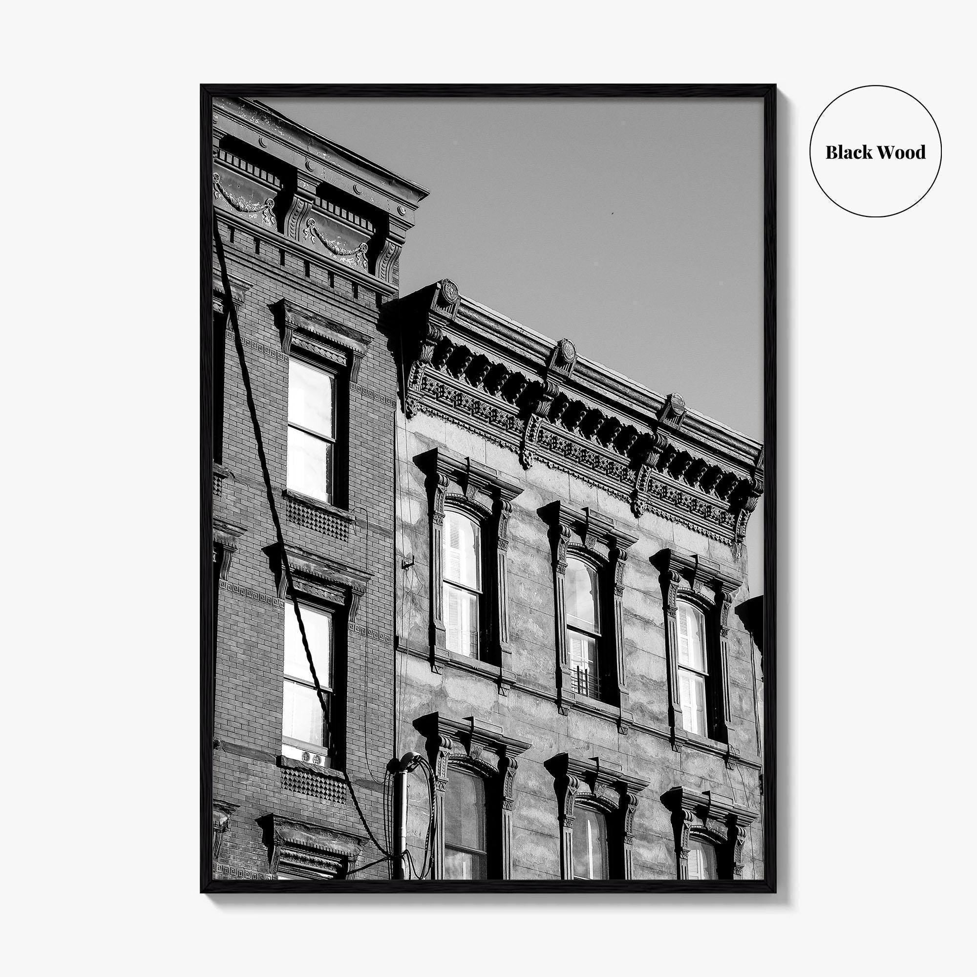 Hoboken Black and White Fine Art Photo Print, New Jersey Brownstones Poster