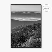 Great Smoky Mountains Black and White Fine Art Photo Print, Clingmans Dome Tennessee Poster