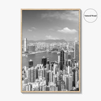 Hong Kong Skyline Black and White Fine Art Photo Print, Victoria Peak Poster