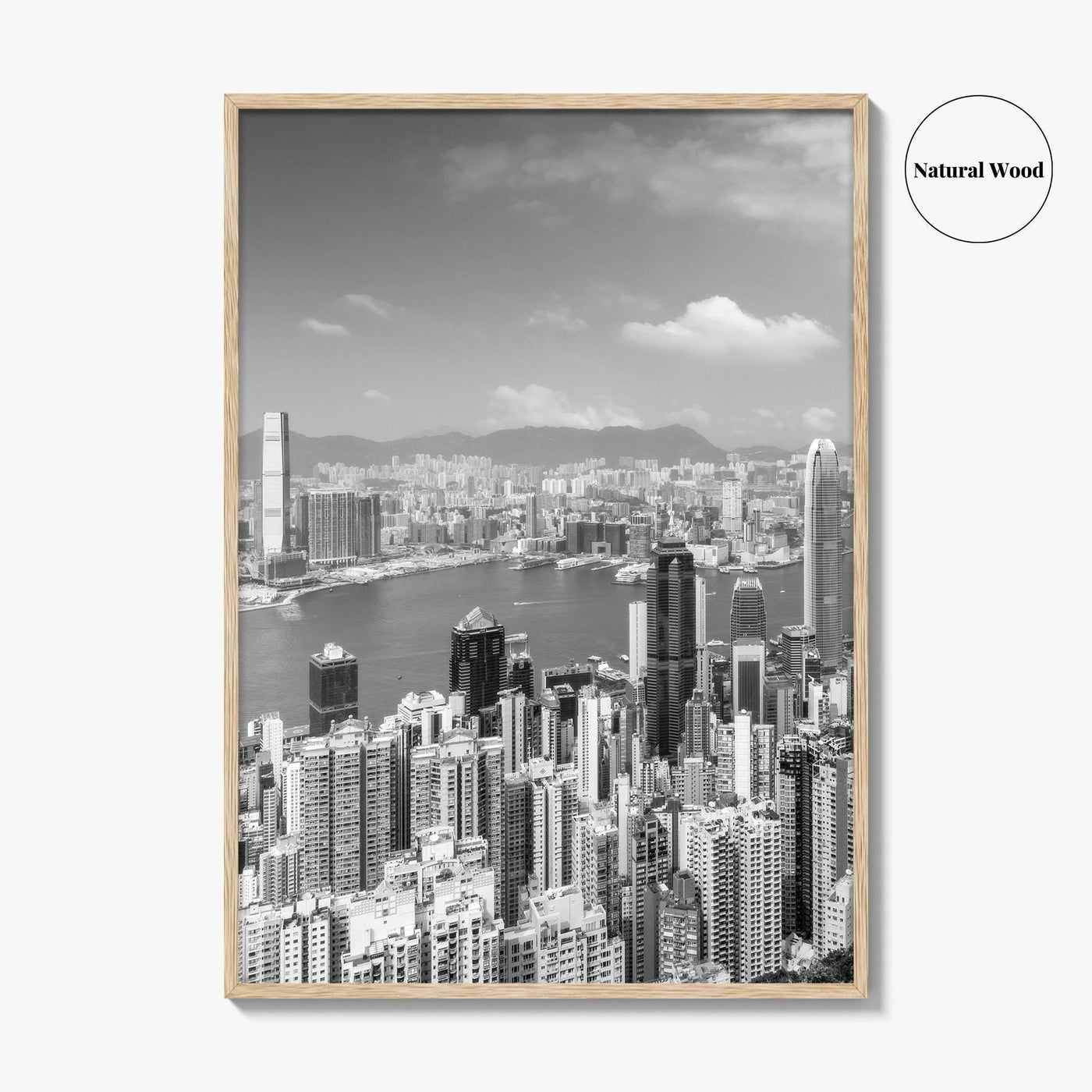 Hong Kong Skyline Black and White Fine Art Photo Print, Victoria Peak Poster