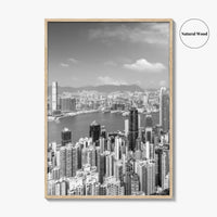 Hong Kong Skyline Black and White Fine Art Photo Print, Victoria Peak Poster