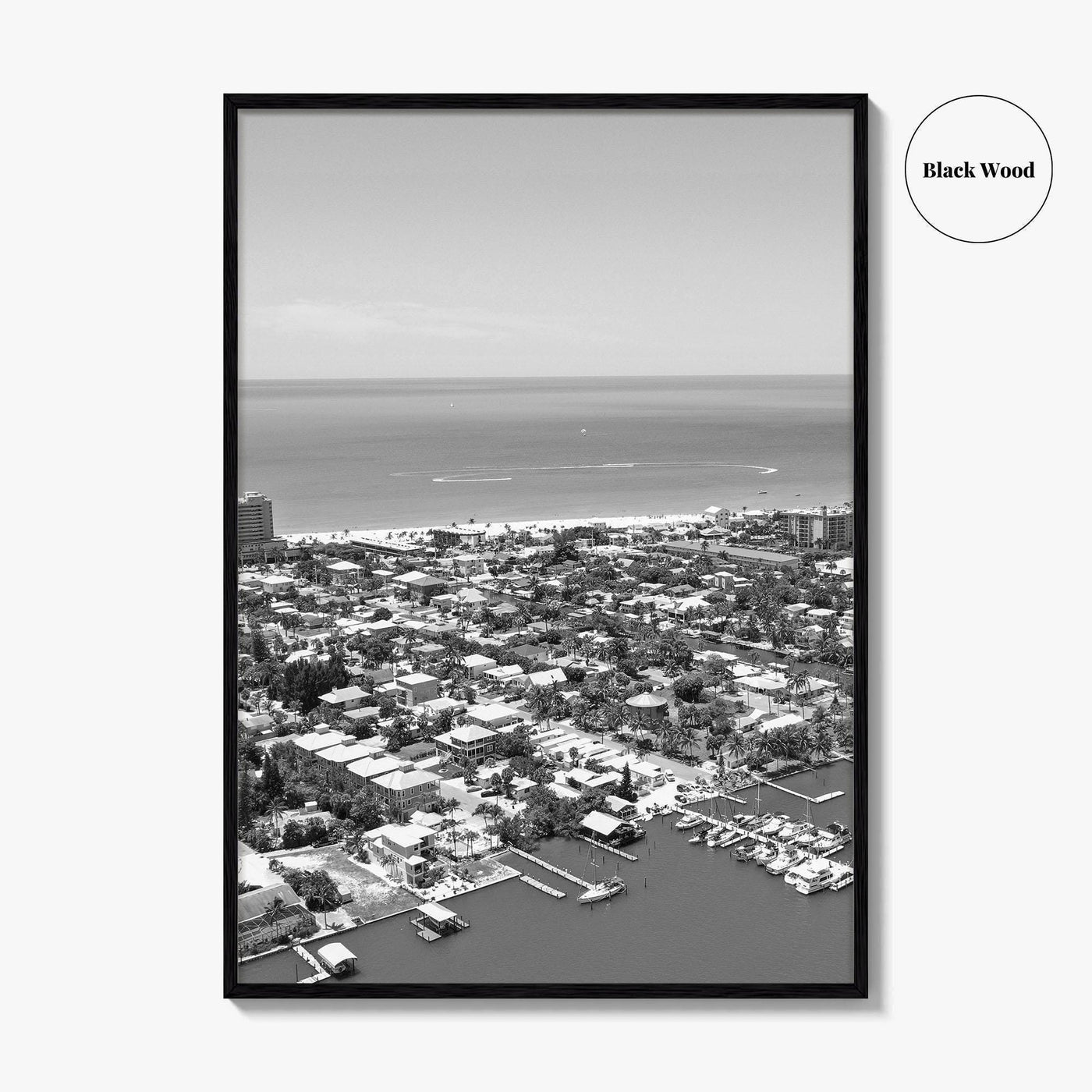 Fort Myers Beach Black and White Fine Art Photo Print, Aerial, Florida, USA, Poster