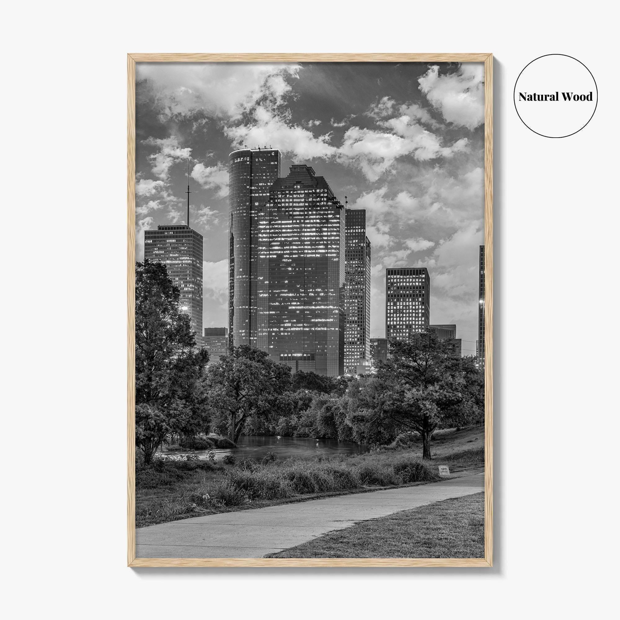 Houston Skyline Black and White Fine Art Photo Print, Downtown Wall Decor, Texas USA