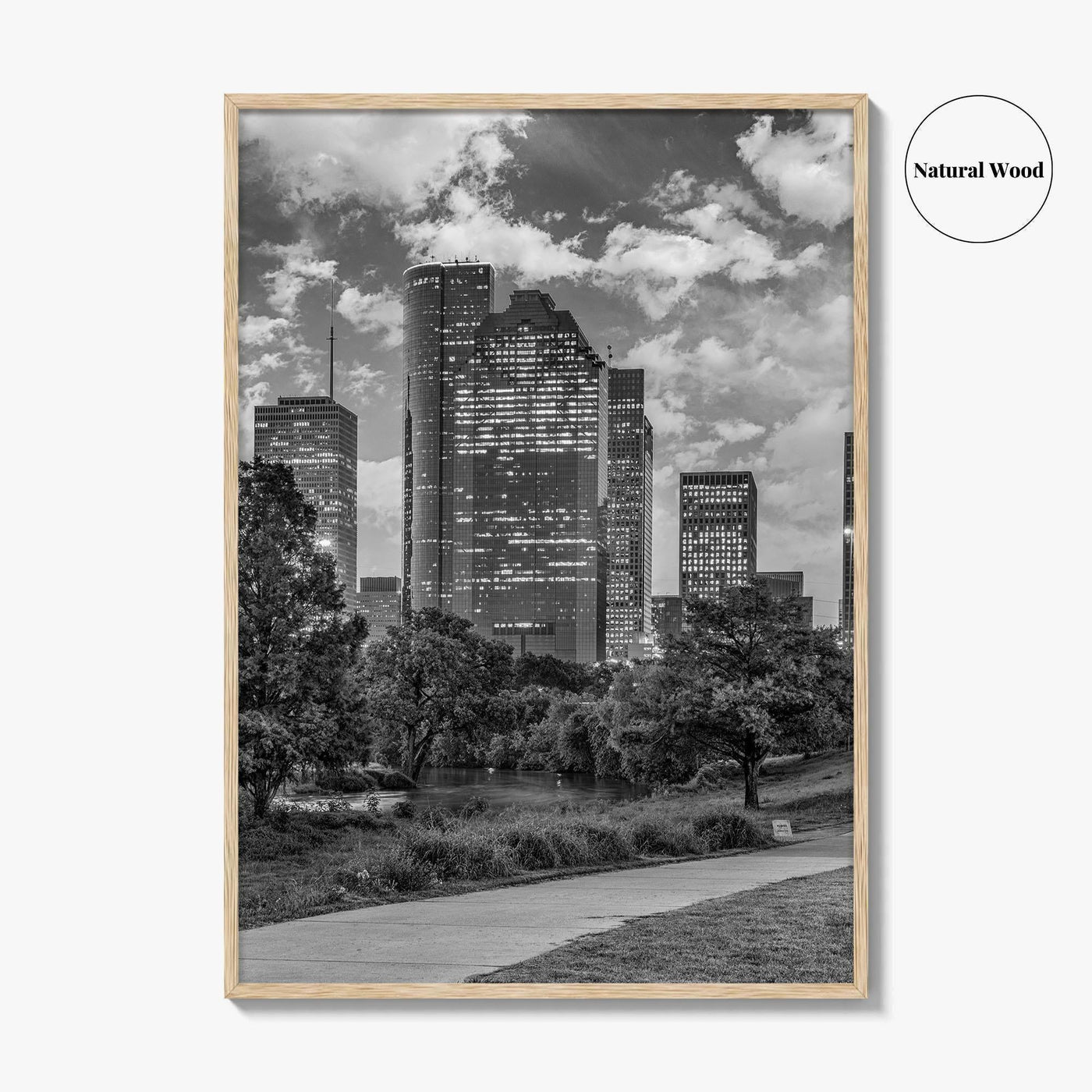 Houston Skyline Black and White Fine Art Photo Print, Downtown Wall Decor, Texas USA