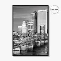Jacksonville Skyline Black and White Fine Art Photo Print, St Johns River Poster