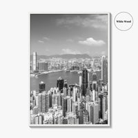 Hong Kong Skyline Black and White Fine Art Photo Print, Victoria Peak Poster