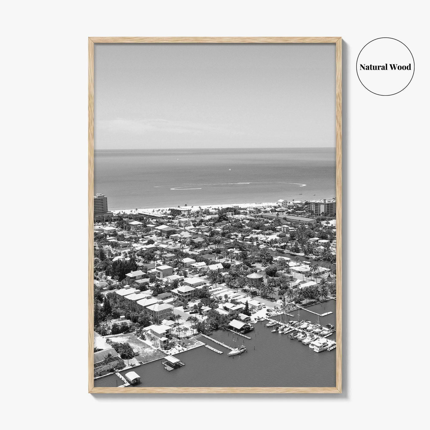 Fort Myers Beach Black and White Fine Art Photo Print, Aerial, Florida, USA, Poster