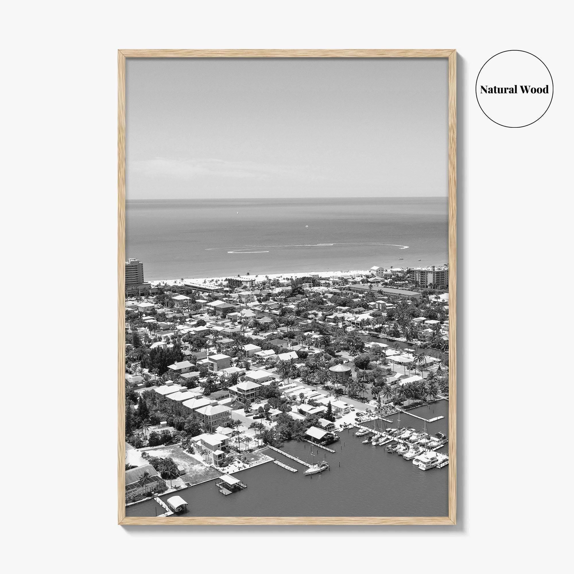 Fort Myers Beach Black and White Fine Art Photo Print, Aerial, Florida, USA, Poster