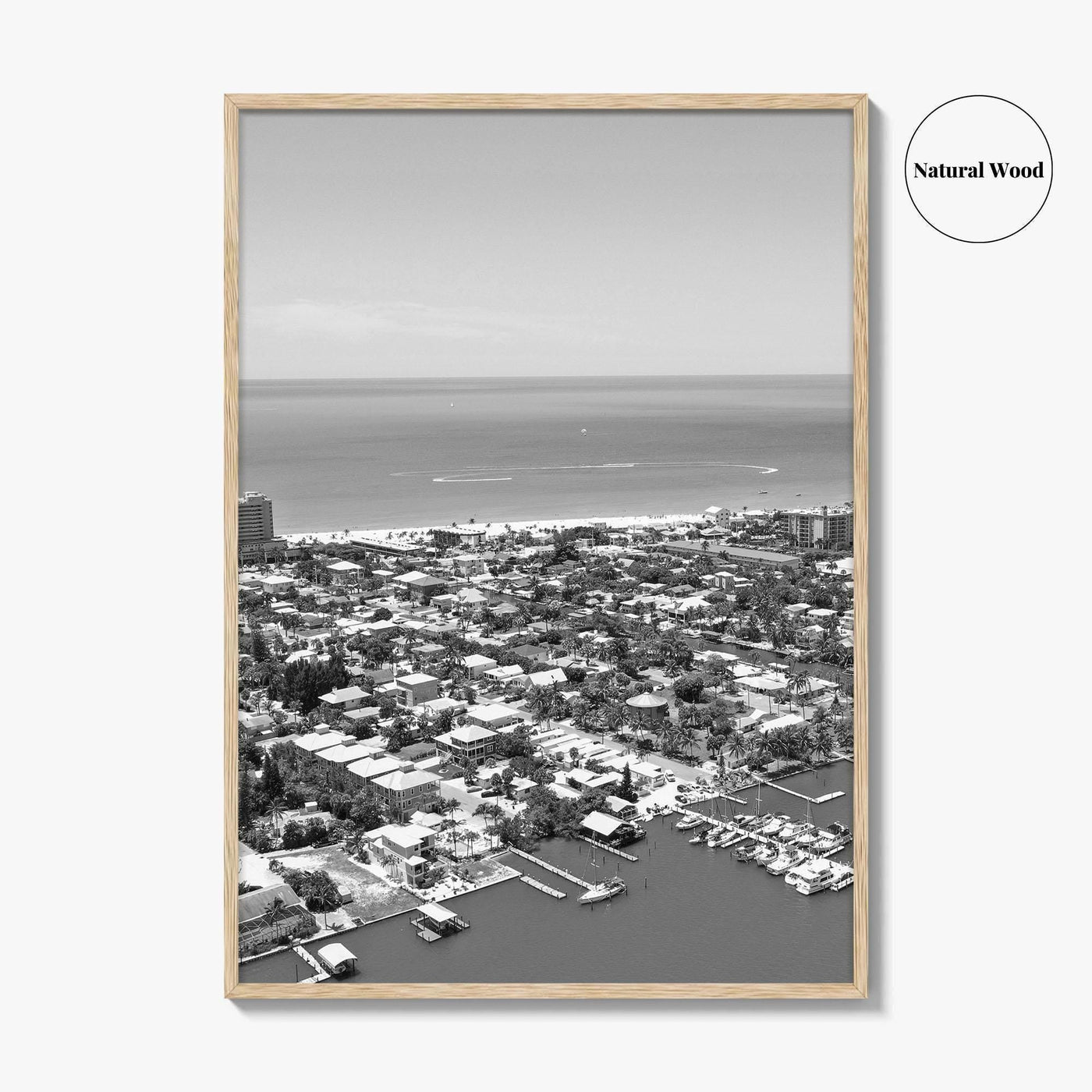 Fort Myers Beach Black and White Fine Art Photo Print, Aerial, Florida, USA, Poster