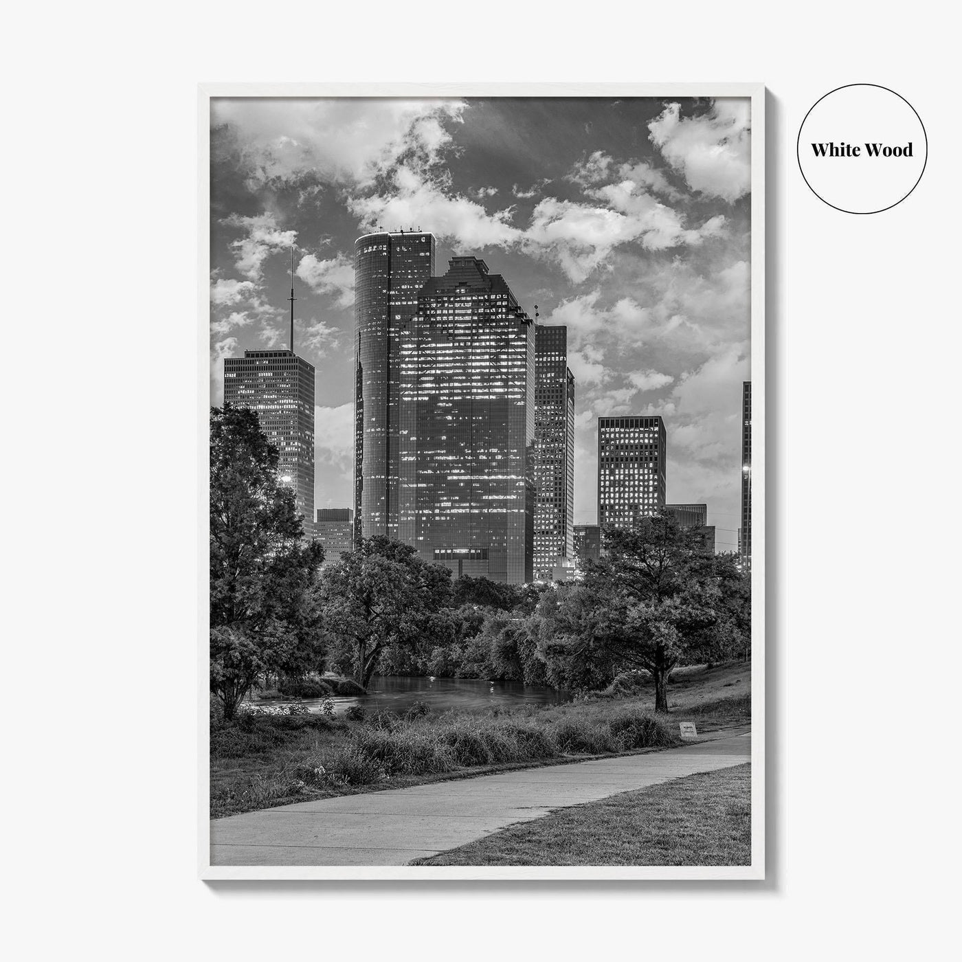 Houston Skyline Black and White Fine Art Photo Print, Downtown Wall Decor, Texas USA