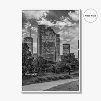 Houston Skyline Black and White Fine Art Photo Print, Downtown Wall Decor, Texas USA