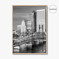Jacksonville Skyline Black and White Fine Art Photo Print, St Johns River Poster