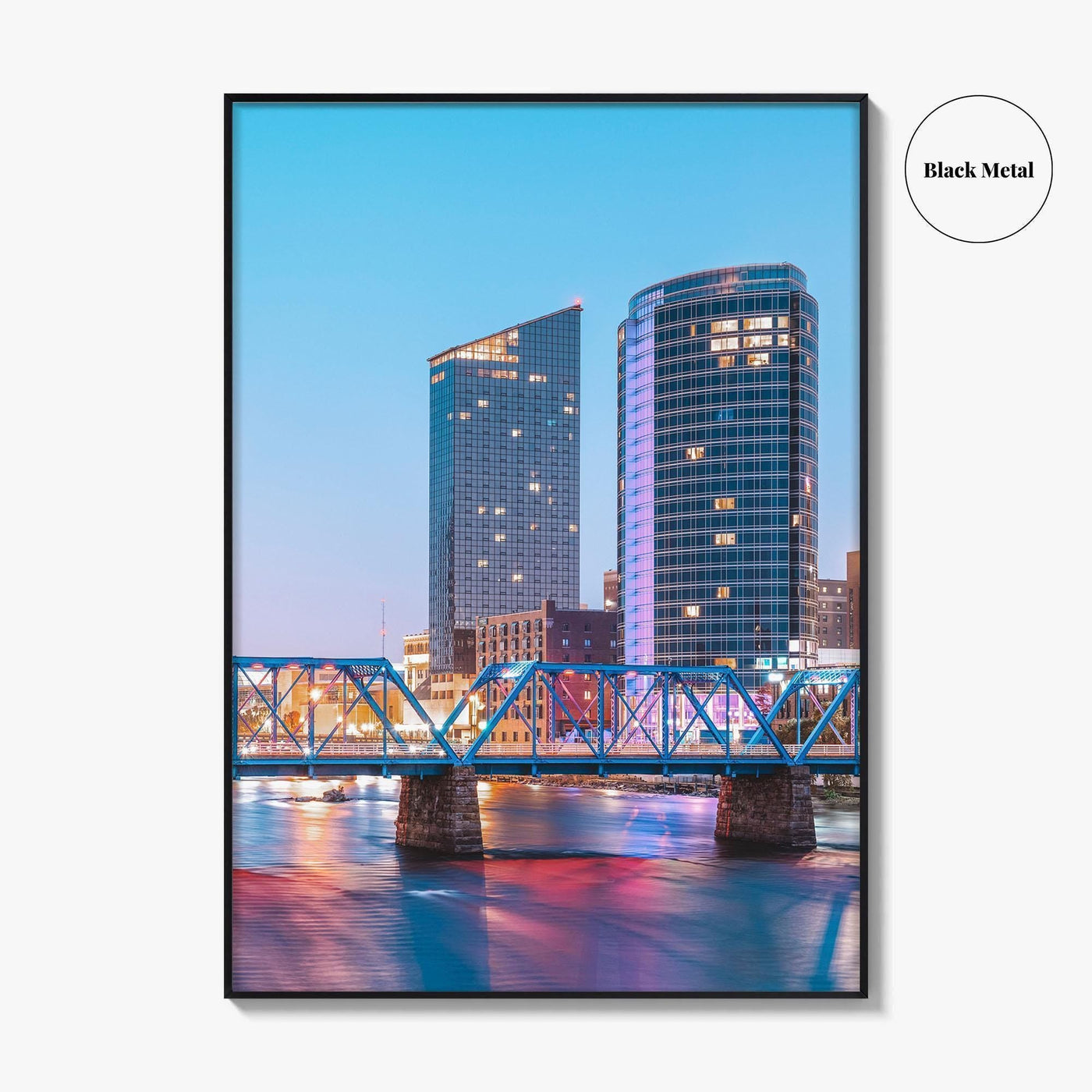 Grand Rapids Skyline Fine Art Photo Print, Michigan, USA, Grand River, Wall Poster
