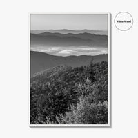 Great Smoky Mountains Black and White Fine Art Photo Print, Clingmans Dome Tennessee Poster