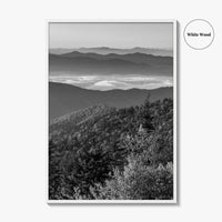 Great Smoky Mountains Black and White Fine Art Photo Print, Clingmans Dome Tennessee Poster