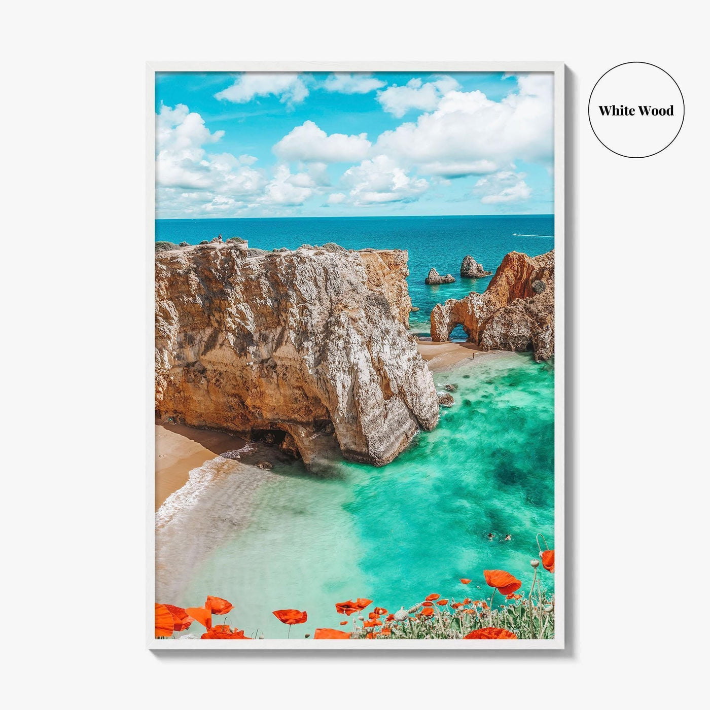 Algarve Portugal Fine Art Photo Print, Beach Cliff Coastline, Turquoise Water Wall Decor