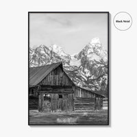 Jackson Hole Wyoming Black and White Fine Art Photo Print, Mormon Row, Moulton Barn
