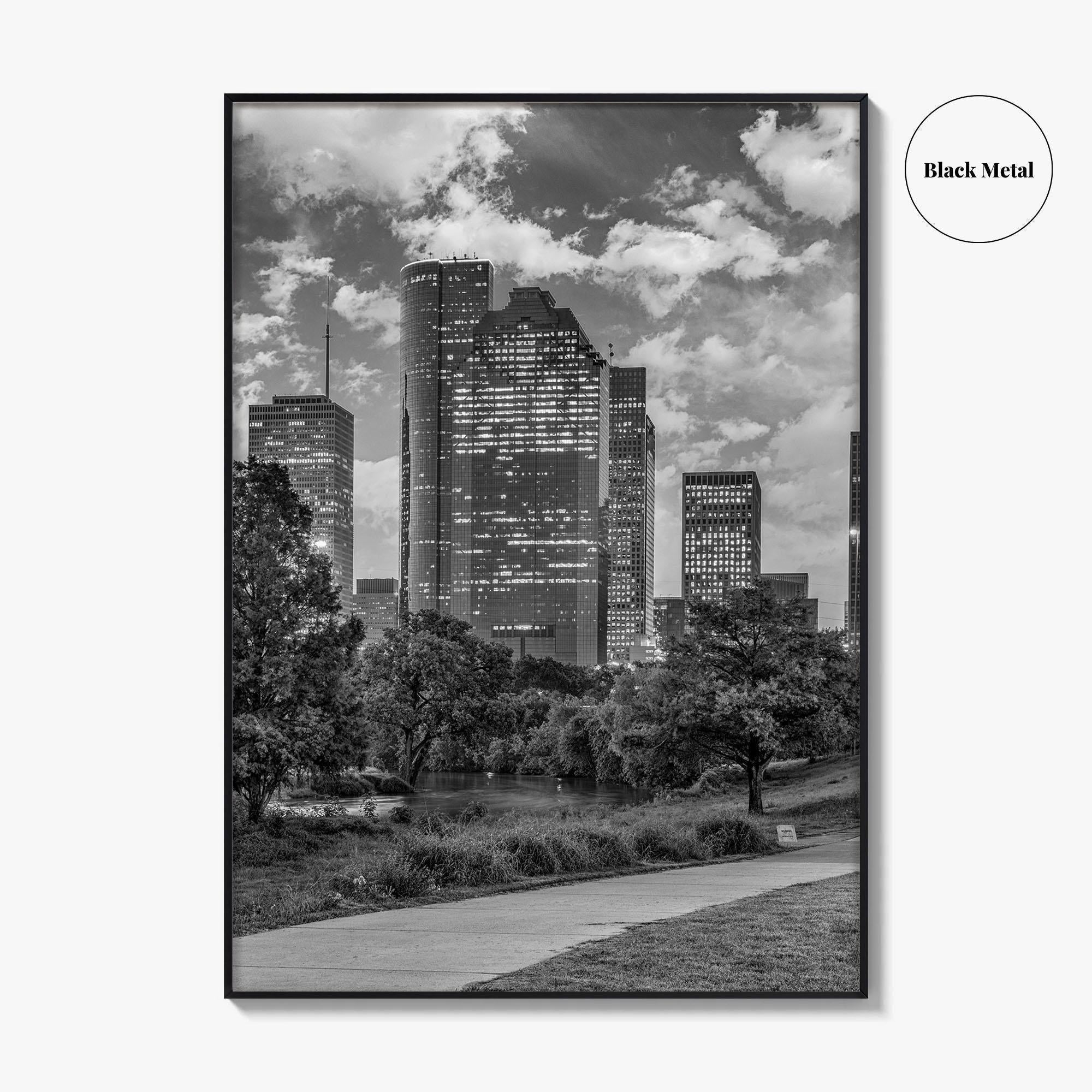 Houston Skyline Black and White Fine Art Photo Print, Downtown Wall Decor, Texas USA