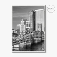 Jacksonville Skyline Black and White Fine Art Photo Print, St Johns River Poster