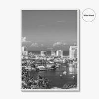 Fort Lauderdale Skyline Black and White Fine Art Photo Print, Florida USA, Wall Poster
