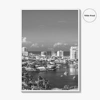 Fort Lauderdale Skyline Black and White Fine Art Photo Print, Florida USA, Wall Poster