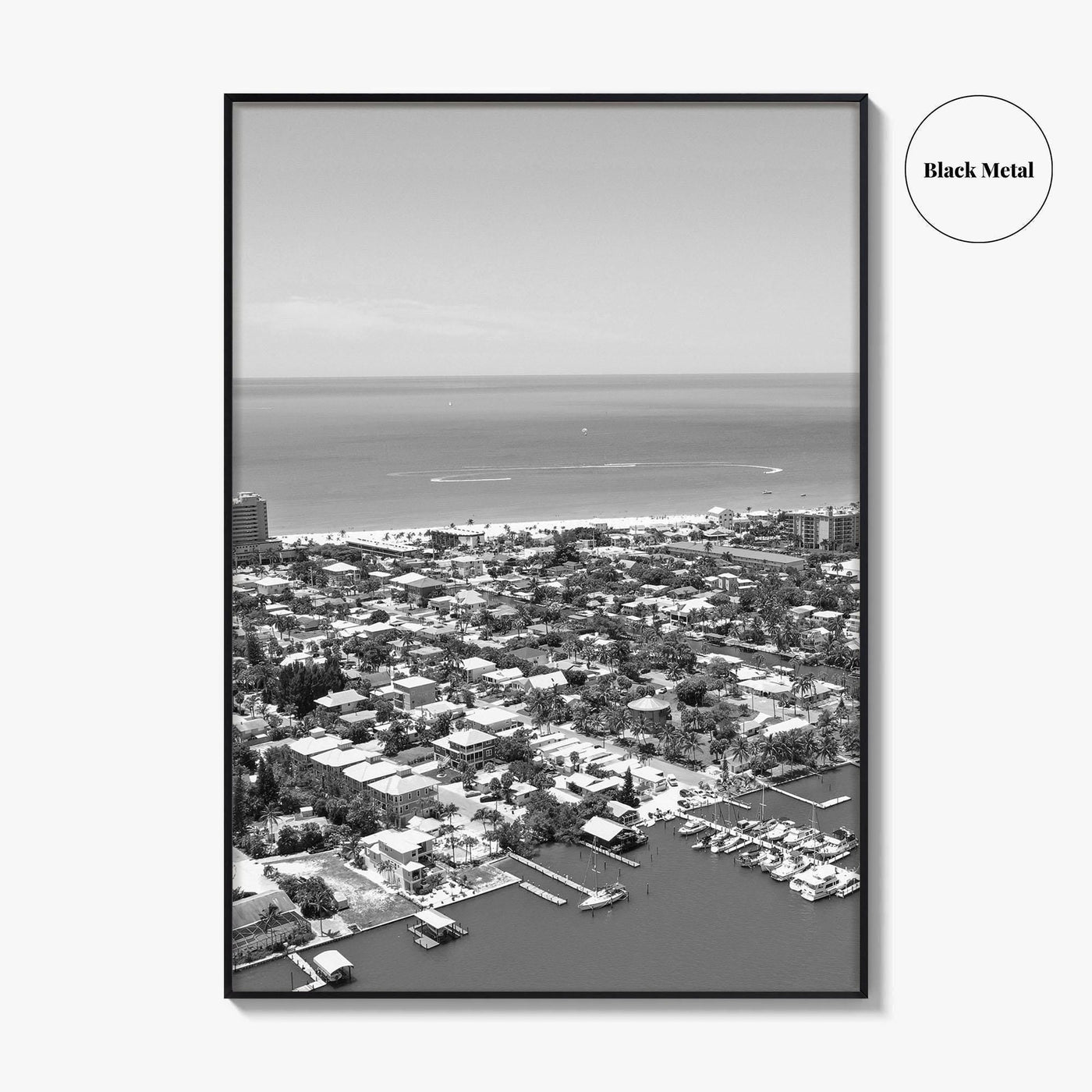 Fort Myers Beach Black and White Fine Art Photo Print, Aerial, Florida, USA, Poster