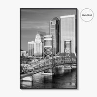 Jacksonville Skyline Black and White Fine Art Photo Print, St Johns River Poster